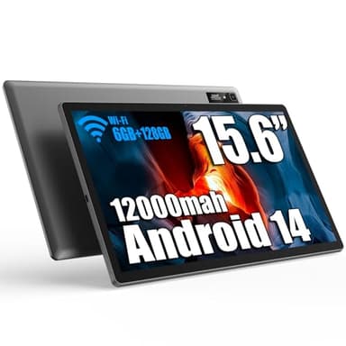 azamp 15,6 Pollici Tablet Android 14, MES-B3 Tablet con Helio G99 Octa-Core, 6GB RAM 128GB ROM(1TB TF Estensione), Batteria 12000mAh | Wi-Fi | GMS, ideale per produttività/intrattenimento/istruzione