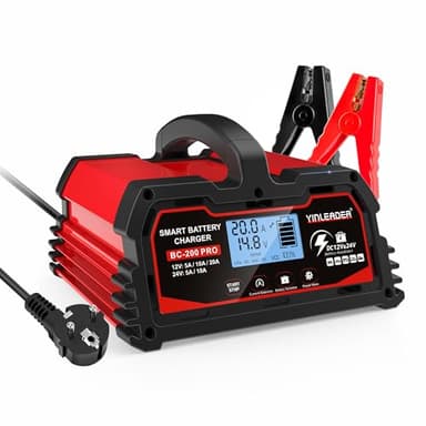 Caricabatteria da auto 20 A 12 V/24 V 10 A Caricabatteria da auto Smart Charger per auto completamente automatico con display LCD, per batteria per auto e moto e 12V LiFePO4