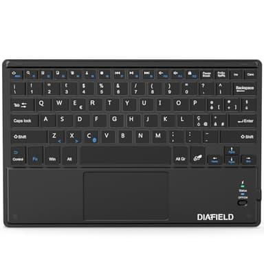 1 BY ONE Diafield Tastiera Bluetooth Wireless Ultra Sottile con Multi Touch Integrato Touch Pad e Batteria Ricaricabile per Android IOS e Windows, Tastiera Wireless, Nera