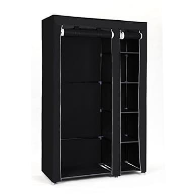 SONGMICS XL LSF007 - Guardaroba in Tessuto, Pieghevole, da Campeggio, 175 x 110 x 45 cm, Colore: Nero