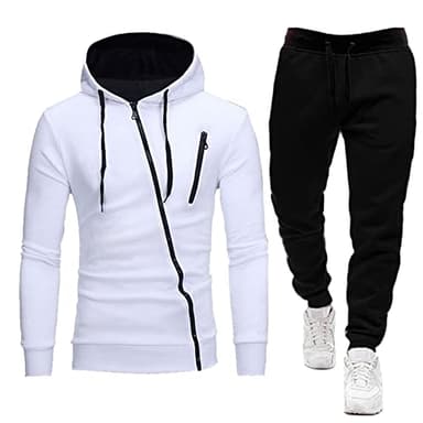 Tuta Uomo Sportive con Zip e Cappuccio Autunno E Inverno Completo Due Pezzi Giacche e Pantaloni Calcio Suit Tute Ginnastica Sweatshirt Maniche Lunghe Sportiva Completi da Uomo Fitness Slim Fit