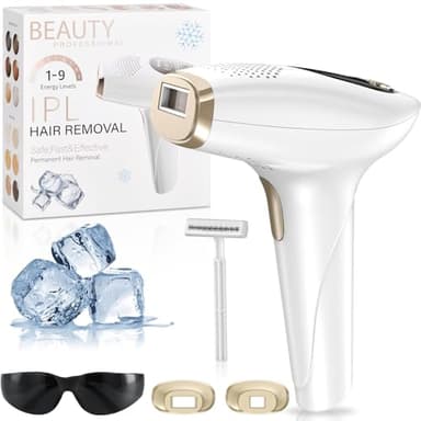 Epilatore Luce Pulsata IPL con Ghiaccio Funzioni, 3 Funzioni Avanzate HR/SC/RA, 9 Livelli di Energia, 999,999 Flash, IPL Epilatore Laser Perfetto per Donne, Uomo, Ascelle, Gambe, Corpo