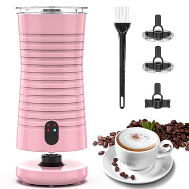 Morpilot Montalatte Elettrico Automatico, Cappuccinatore, Schiumatore Latte 4 in 1, Libera Scelta dello Spessore della Schiuma, Silenzioso e Rivestimento Antiaderante - Rosa