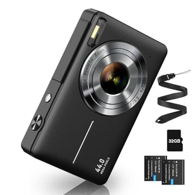 Macchina Fotografica Digitale 44 MP FHD 1080p Fotocamere digitali compatte con scheda 32 G con batteria semplice portatile 16 X fotocamera digitale per bambini adolescenti anziani principianti (nero)