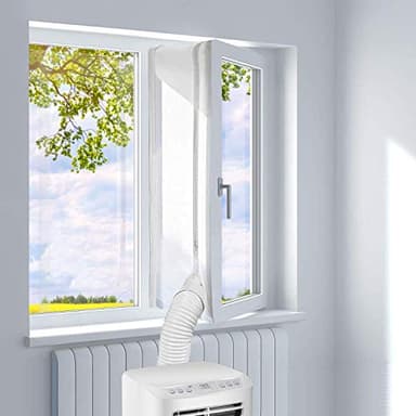 Hukermoon 400CM Guarnizione Universale per Finestre per Condizionatore Portatile, Asciugatrice per Tutti Condizionatori Portatili, Facile da Montare Con zip, Chiusura a Strappo, Blocca Aria Calda