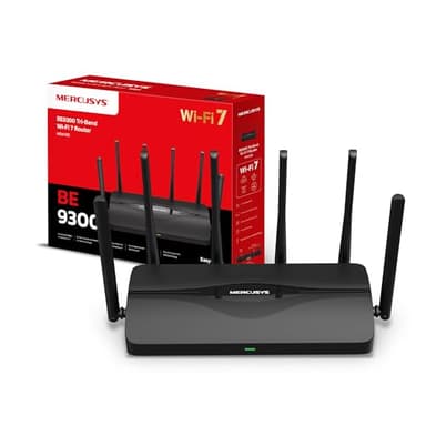 MERCUSYS TP-Link MR47BE Router WiFi 7 tri-band BE9300, 320 MHz, 4K-QAM, MLO, 4 Porte da 2,5 Gbps, Banda da 6 GHz, Beamforming, EasyMesh, 6 Antenne ad Alto Guadagno, Configurazione Semplice