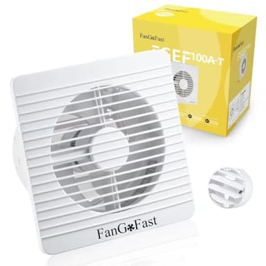 FanGoFast Aspiratore da Bagno 100 mm, Estrattore aria Universale con Timer e valvola antiritorno Per Bagno,Wc,Cucina,Ufficio,Serra,Garage,Ventola aspirazione Vortice Basso Consumo