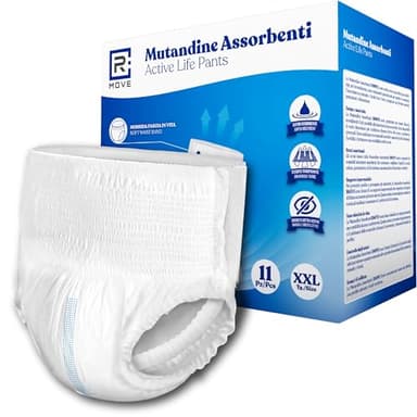 R MOVE 11 Mutande assorbenti Unisex Adulto ActiveLife mutande incontinenza uomo/donna, pants uomo/donna massima libertà di movimento (Confezione Singola, XXL)