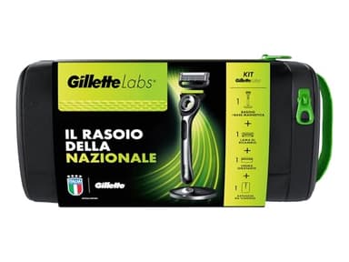 Gillette Rasoio Uomo Labs Con Barra Integrata, 1 Manico + 2 Lamette Di Ricambio + 1 Base Magnetica + 1 Crema Idratante