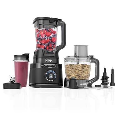 Ninja Frullatore Detect Power Processor Pro 3 in 1 1200W, Robot da Cucina, 1 Bicchiere Monoporzione, Caraffa da 2L, Lame per Impastare, Frullare, Tritare e Miscelare, Nero, TB401EU