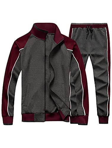 FTCayanz Tuta Uomo Sportiva Manica Lunga Giacca Jogging Fitness Pantaloni Tute Ginnastica Giubbotto Grigio XL