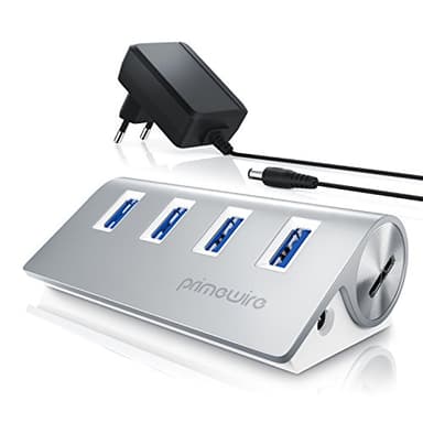 Primewire - Attivo 3.0 USB Hub a 4 Porte - Incluso Alimentatore - 4 Port Hub distributore - per Notebook Netbook Computer Portatile ultrabook Tablet PC Mac MacBook