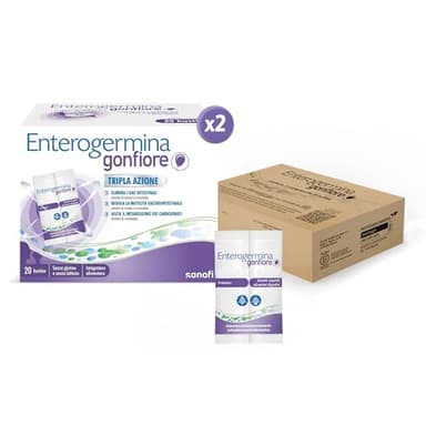 Enterogermina Gonfiore, Fermenti Lattici Probiotici, Prebiotici per Adulti - Integratori con Enzimi Digestivi ed Estratti Vegetali contro Pancia Gonfia e Gonfiore Addominale (40 Bustine )