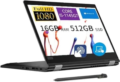 Lenovo ThinkPad L13 Yoga Gen 2 Touch Screen 2 in 1 Business Laptop Intel i5-1145G7 13.3 Pollici FHD 16GB RAM SSD 512GB Pennino capacitivo Tastiera US Windows 10 Pro (ricondizionato)