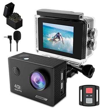 TIMNUT Action Cam 4K 30FPS, 40M Fotocamera Subacquea WiFi 20MP Videocamera WIFI Cam 170°Wide Angle Sports Cam, Telecameracon 2.4G Remote Control 2 Batterie Accessori