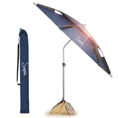 Sunphio Ombrellone da Spiaggia 220 cm Antivento Resistente, Ombrello Mare Portatile Grande, Ombrelloni da Spiaggia Alluminio, Anti UV 50, Parasole Viaggio Telescopico, Robusto e Compatto