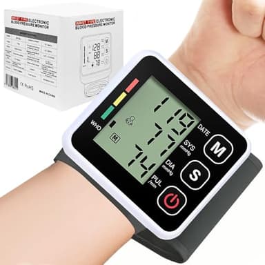 Misuratore di pressione,misuratore pressione con il polso del monitor della pressione sanguigna della memoria,per il monitor accurato della pressione sanguigna di misura (Nero)