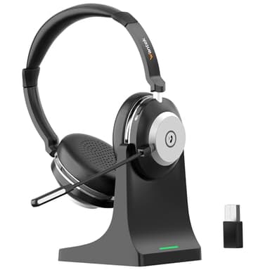 Wantek Cuffie wireless con microfono, Cuffie senza fili Bluetooth con stazione di ricarica o USB Dongle per PC/Ufficio/Zoom/Skype/Laptop