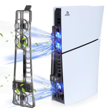 Ventola di Raffreddamento per PS5 Slim Disc & Digital Console Quiet, Silenzioso, velocità della ventola automatica regolabile in base alla temperatura con USB2.0 per PS5 Slim Disc e Digital Editions