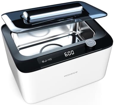 Hogance Pulitore ad Ultrasuoni 900ML, 50W 45KHz Lavatrice Ultrasuoni in Acciaio Inox per Gioielli, Occhiali, Orologio, Piccoli Giocattoli, Protesi Dentarie, con modalità Degas, Bianco+Nero