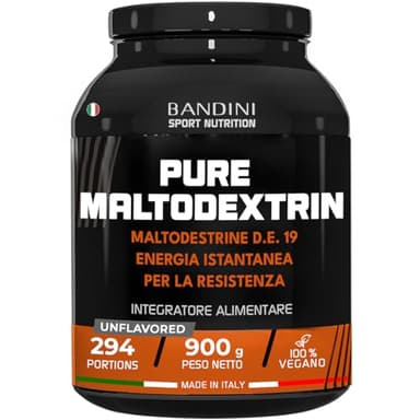 Bandini® Pure Maltodextrin - Maltodestrine in Polvere Vegane - Integratore a base di Carboidrati per Sportivi - Rilascio Lento e Costante di Energia - Recupero muscolare rapido - Confezione da 900g