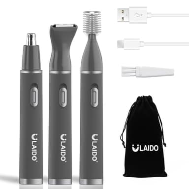 Tagliapeli Naso e Orecchie, 3-in-1 Rifinitore Naso con USB-C Ricaricabile, Tagliapeli per Naso Perfetto per Naso, Orecchie, Barba e Sopracciglia per uomini e donne