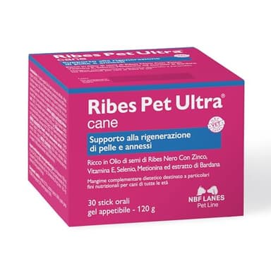 NBF Lanes | Ribes Pet Ultra Cane, Gel Appetibile 30 Buste da 4 g, Supporto alla Rigenerazione di Pelle e Annessi.