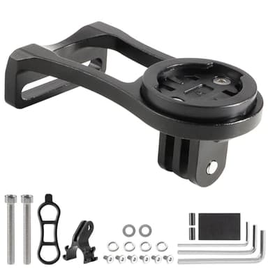 Alu Supporto Manubrio Bici per Garmin Edge 530 540 520 510 500 200 130 25 20 840 830 820 810 800 1000 1030 1040 Plus Explore 2 Computer GPS con Supporto Bicicletta Luce e Fotocamera Adattatore - Nero