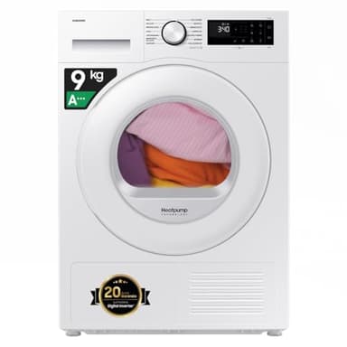 Samsung Asciugatrice Crystal EcoDry DV90DG52A0TE, 9 kg, Wifi, Pompa di Calore, Optimal Dry Sensor, Display Led, Filtro 2 in 1, Carica Frontale, 60l x 85h x 60p cm