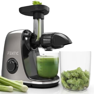 Fentic Estrattore Frutta e Verdura – Centrifuga Frutta e Verdura – Orizzontale Estrattore Di Succo con Funzione di Inversione – Motore Silenzioso e Potente - Con Tazza per Polpa e Succo