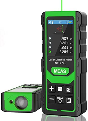 Misura laser fascio verde 60 m, misuratore di distanza laser digitale strumento di misurazione accurato con retroilluminazione trasparente, ricarica USB, misura volume/area/pitagorica, luce verde