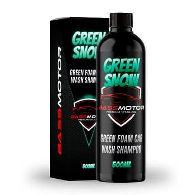 BassMotor Shampoo Auto Attivo Schiuma Auto Colori, Lavaggio Auto e Moto, Pulisce, Sgrassa e Lucida - Green Snow Shampoo Verde 500 ml