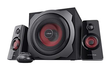 Trust Tytan Set Altoparlanti 2.1 con Subwoofer, Risparmio Energia, Nero/Rosso