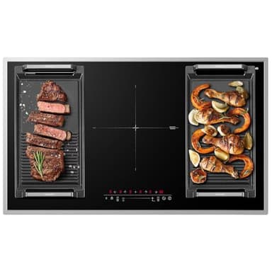 GASLAND IH905BFB Piano cottura a induzione, 90 cm, piano cottura a induzione da incasso a 5 zonas con struttura in acciaio inox, FlexInduction per BBQ, PowerBoost, 10000W (Senza padella)