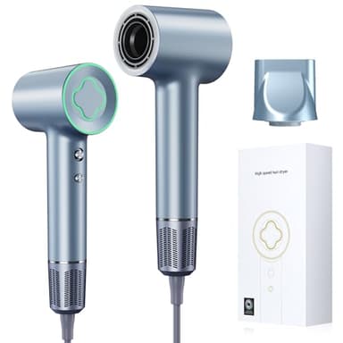 Asciugacapelli a ioni, asciugacapelli professionale, Ionico Phone per Capellicon motore brushless da 110.000 giri/min, asciugacapelli da salone con 200 milioni di ioni negativi (Blu)