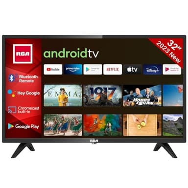 RCA RS32H2 Smart TV 32 pollici (80 cm) 720p Android TV con Google Assistant, Netflix, Chromecast, Prime Video, YouTube, Google Play Store, Disney+, BT remote, Wifi, Triple Tuner (DVB-C/T2/S2)