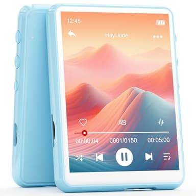 MECHEN 64GB Lettore MP3 Bluetooth 5.3, 2.4" Schermo Tattile, Portatile Lettore Musicale con Radio FM Altoparlante Line-in Registratore, Supporto Espandibile fino a 128GB (Azzurro, 64GB)