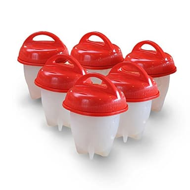 Cuoci-uova duro & morbido, senza BPA, antiaderente in silicone, per cuocere le uova senza guscio (confezione da 6)