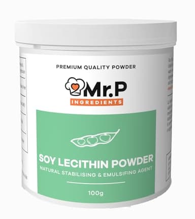 Mr.P Ingredients Lecitina di Soia 100g in Polvere Stabilizzante Emulsionante Ideale per Schiume Frullati Condimenti Prodotti da Forno Dessert Gluten Free Vegano Vegetariano Halal Kosher