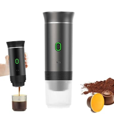 Macchina da caffè portatile 3 in 1, cialde elettriche, autoriscaldanti, 50 volte con una carica, 4-6 minuti autoriscaldante, caffè macinato, per campeggio, viaggi, ufficio, casa