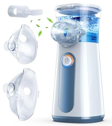 Aerosol Portatile Silenzioso, Macchina Aerosol Adulti e Bambini che Efficace per Alleviare la Respirazione, 2 Maschere E Boccaglio, USB-C Ricaricabile, Velocità Di Atomizzazione Regolabile (grigio)