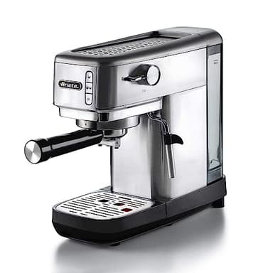 Ariete 1380, Macchina da Caffè in Metallo, Compatibile con Caffè in Polvere e Cialde ESE, 15 Bar Massime, Filtro 1 o 2 Tazze, Lancia per Cappuccino, 1300W, Silver