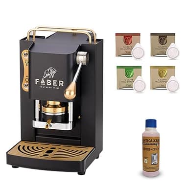 Offerta Macchina da Caffe a Cialda Faber Mini Deluxe + Decalcificante da 300 ml + Cialde Omaggio il Caffè dell' Emporio (Nera)