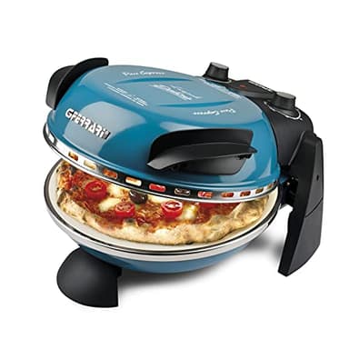 G3 Ferrari G10006 Pizza Express Delizia, Forno Pizza, 1200 W, Termostato regolabile 400°C, Pizza fragrante in 5 minuti, Doppia resistenza riscaldante, Ricettario e Palette inclusi, Blu