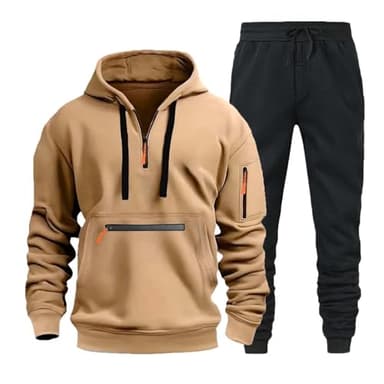 MJGkhiy Tuta Uomo Completa Invernale Felpa Con Zip e Cappuccio Due Pezzi Felpe e Pantaloni Tuta Set Tracksuit Tute da Ginnastica Completo Abbigliamento Sportiva Tuta Felpata Complete Offerte Suit