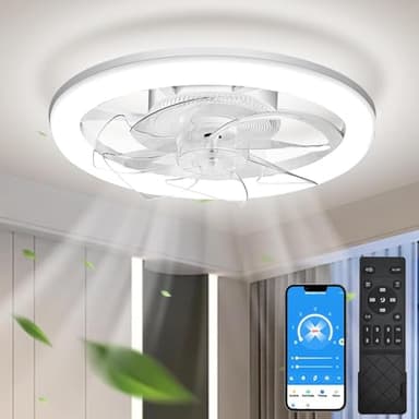 EKDADL Reversibile Ventilatore da Soffitto LED 50CM Dimmerabile Ventilatore a Soffitto con Luce 3 Colori 6 Velocità Silenzioso Lampadario con Ventilatore da Soffitto con Luce