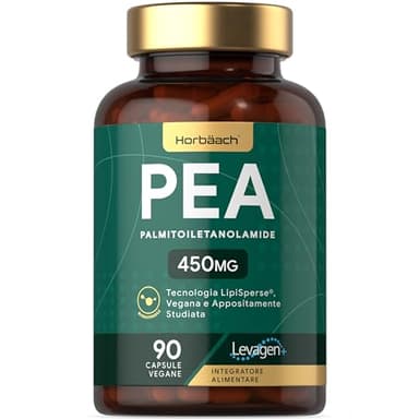 Palmitoiletanolamide PEA 450mg | Levagen Plus PEA | Alta resistenza | 90 capsule vegane | by Horbaach