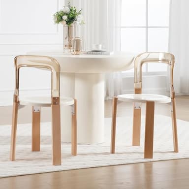 chairus Set di 2 Sedie da Pranzo Sedie Cucina Moderne Sedie Trasparenti Sala da Pranzo Sedie Imbottite con Gambe in Legno Sedia da Salotto per Soggiorno/Ristorante,Cachi