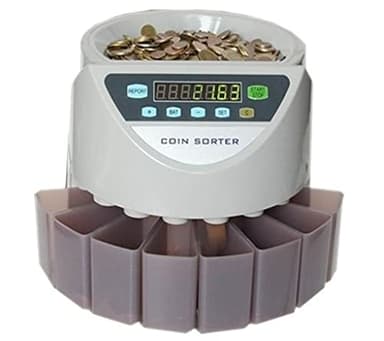 CONTAMONETE Professionale Conta Monete Euro macchina contatore monete con 8 CASSETTI di Raccolta e separatore monete ELETTRONICO Display LCD Digitale