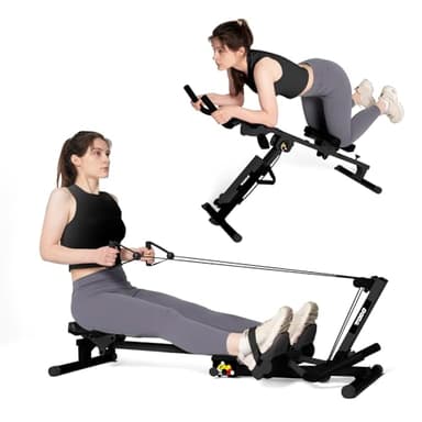 TODO 3 in 1 Vogatore per Casa, Multifunzionale Vogatore con 2 Intensità Regolabili, Trainer Addominale Pieghevole, Ab Trainer per Allenamento Muscolare e Tutto il Corpo, fino a 120KG